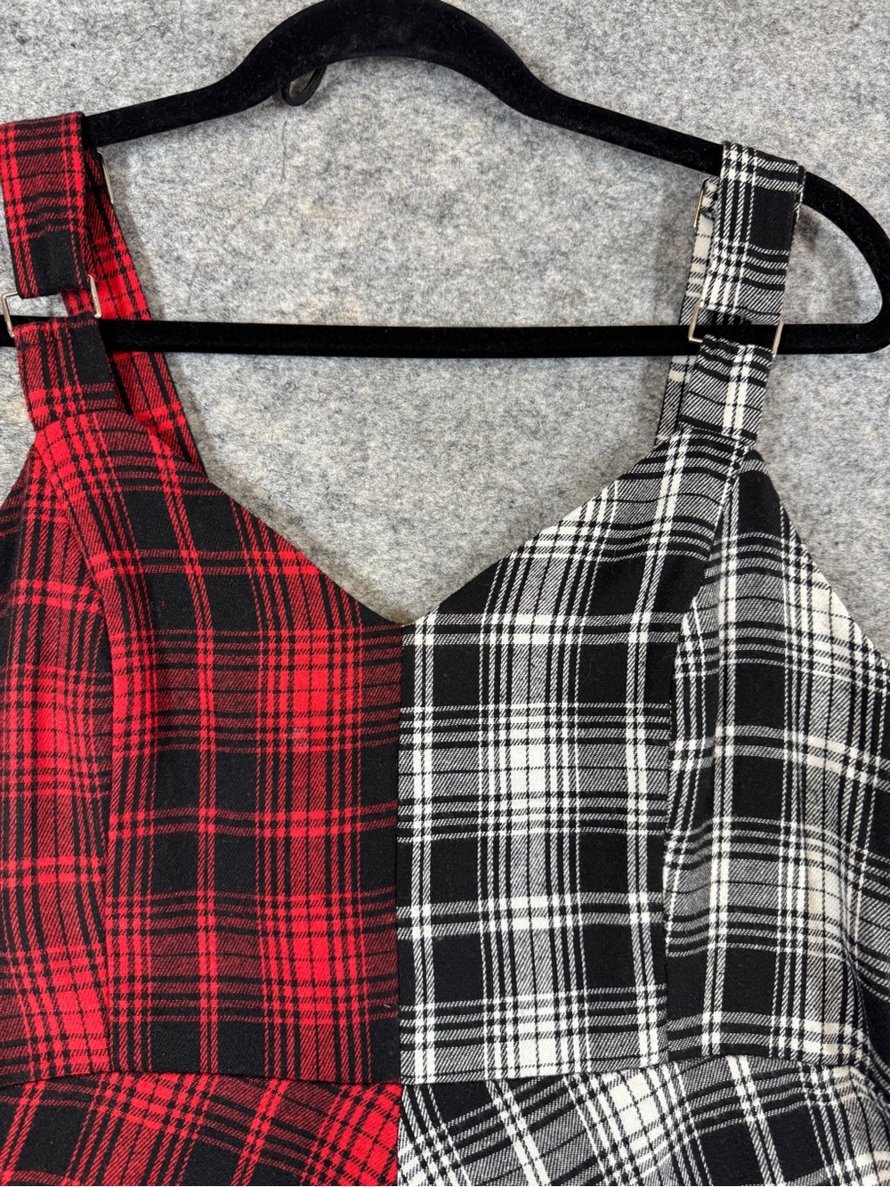 Y2K Goth Grunge Emo Red Black White Plaid Sundress XL Punk Rock Dark Romantic - Picture 10 of 16